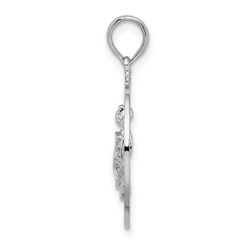 De-Ani Sterling Silver Rhodium-Plated Port Aransas Circle with Turtle Pendant — alternate view