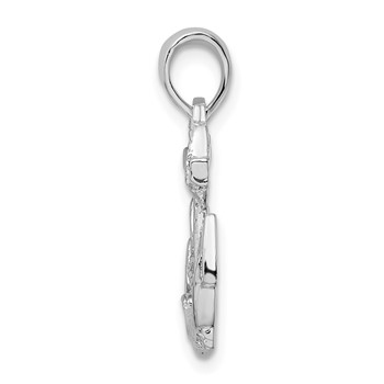 De-Ani Sterling Silver Rhodium-Plated Polished Anchor with Rope Pendant — alternate view