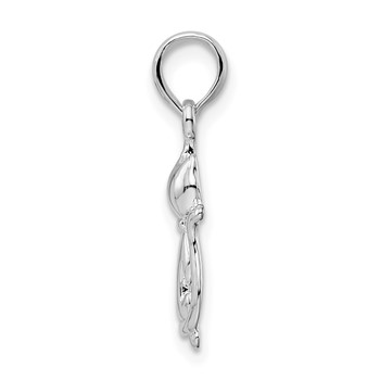 De-Ani Sterling Silver Rhodium-Plated Polished Big and Little Cats Pendant — alternate view