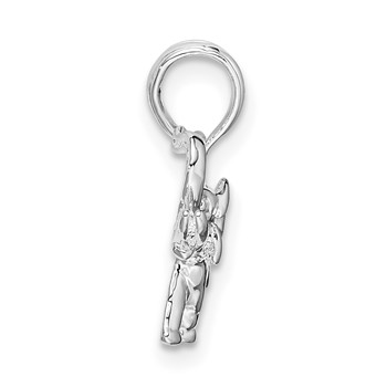 De-Ani Sterling Silver Rhodium-Plated Polished Elephant Pendant — alternate view