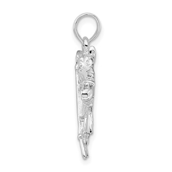 De-Ani Sterling Silver Rhodium-Plated Horse Head with Crop and Horseshoe Pendant — alternate view