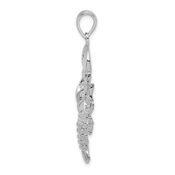De-Ani Sterling Silver Rhodium-Plated Polished Maine Lobster Pendant — alternate view