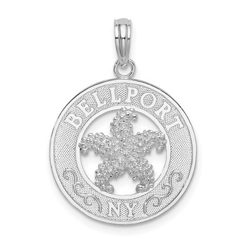 Sterling Silver Polished Bellport, NY Circle w/Starfish Pendant
