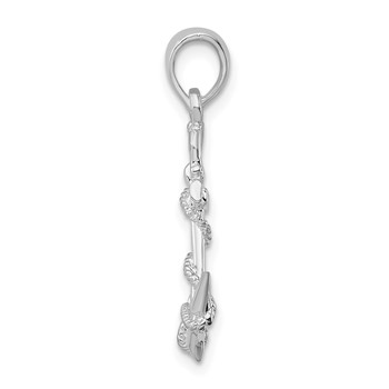 De-Ani Sterling Silver Rhodium-Plated 3D Anchor with Rope and Shackle Pendant — alternate view