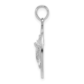 De-Ani Sterling Silver Rhodium-Plated Polished Sanibel Circle with Shell Pendant — alternate view