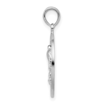 De-Ani Sterling Silver Rhodium-Plated Polished Sanibel Circle with Flamingo Pendant — alternate view