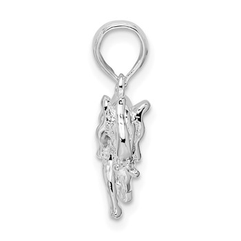 De-Ani Sterling Silver Rhodium-Plated Polished 3D Elephant Pendant — alternate view