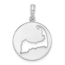 Image of De-Ani Sterling Silver Rhodium-plated Polished Cape Cod Cut-Out Pendant
