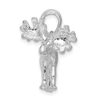 De-Ani Sterling Silver Rhodium-Plated Textured 3D Standing Moose Pendant — alternate view