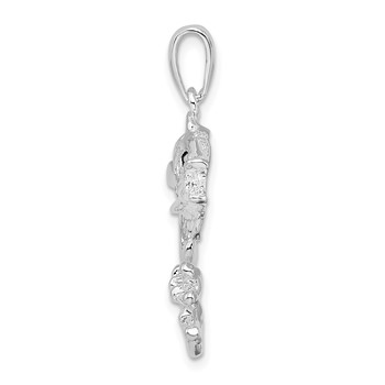 De-Ani Sterling Silver Rhodium-Plated Polished Jumping Bass Fish Pendant — alternate view