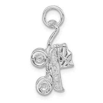 Sterling Silver 3-D Polished Baby Carriage Charm — alternate view