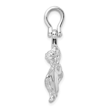 De-Ani Sterling Silver Rhodium-Plated Polished 3D Anchor with Mermaid Pendant — alternate view