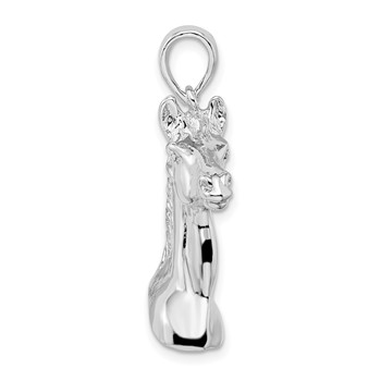 De-Ani Sterling Silver Rhodium-Plated Polished 3D Horse Head Pendant — alternate view