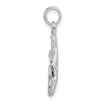 De-Ani Sterling Silver Polished Happy Birthday Slice of Cake Pendant — alternate view