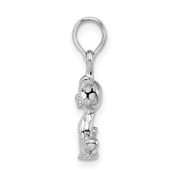 De-Ani Sterling Silver Rhodium-Plated Polished 3D Mini Sitting Cat Pendant — alternate view