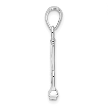 De-Ani Sterling Silver Rhodium-Plated Polished 3D Navy Anchor Pendant — alternate view