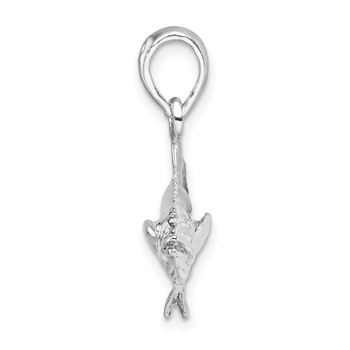 De-Ani Sterling Silver Rhodium-Plated Polished 3D Cobia Fish Pendant — alternate view