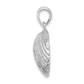 De-Ani Sterling Silver Rhodium-Plated Polished Scallop Shell Pendant — alternate view