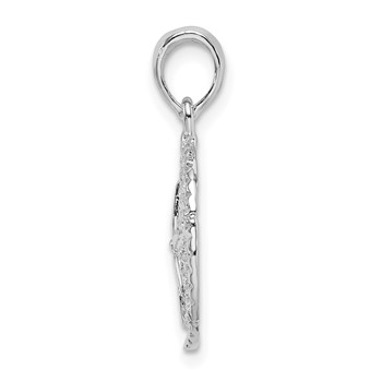 De-Ani Sterling Silver Rhodium-Plated Polished and Textured Sand Dollar Pendant — alternate view