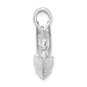 De-Ani Sterling Silver Rhodium-Plated Polished 3D Sportfishing Boat Pendant — alternate view