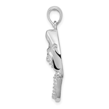 De-Ani Sterling Silver Rhodium-Plated Polished Moveable Shark Head Pendant — alternate view