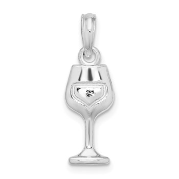 De-Ani Sterling Silver Rhodium-Plated Polished Wine Glass Pendant