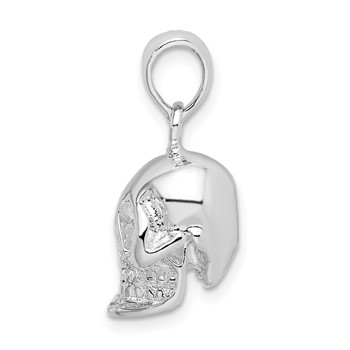De-Ani Sterling Silver Rhodium-Plated Polished 3D Skull Pendant — alternate view