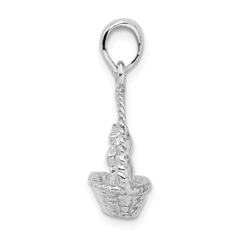 De-Ani Sterling Silver Rhodium-plated Polished 3D Kittens in Basket Pendant — alternate view