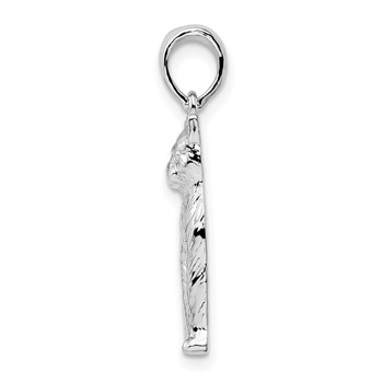 De-Ani Sterling Silver Rhodium-Plated Textured Sitting Cat Pendant — alternate view
