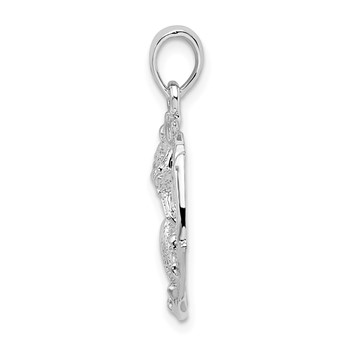 De-Ani Sterling Silver Rhodium-Plated Polished Cut-Out Shell Cluster Pendant — alternate view