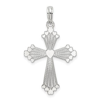 De-Ani Sterling Silver Rhodium-Plated Polished Heart Cross Pendant