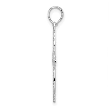 De-Ani Sterling Silver Rhodium-plated Polished Fancy Filigree with Beaded Center Cross Pendant — alternate view