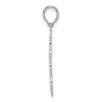 De-Ani Sterling Silver Rhodium-Plated Polished Lace Border Latin Cross Pendant — alternate view