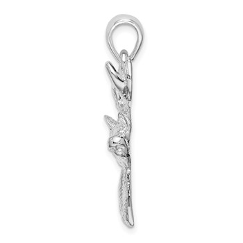 De-Ani Sterling Silver Rhodium-Plated 6-point Buck Deer Head Profile Pendant — alternate view