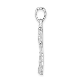 De-Ani Sterling Silver Rhodium-Plated Polished 3D Cowboy Boot with Spur Pendant — alternate view