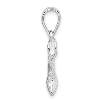 De-Ani Sterling Silver Rhodium-Plated Polished 3D Cowboy Boot Pendant — alternate view