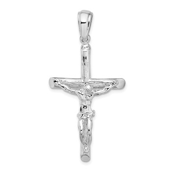 De-Ani Sterling Silver Rhodium-Plated Textured Crucifix Pendant