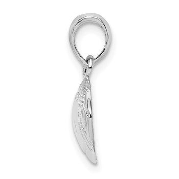 De-Ani Sterling Silver Rhodium-Plated Polished Football Pendant — alternate view