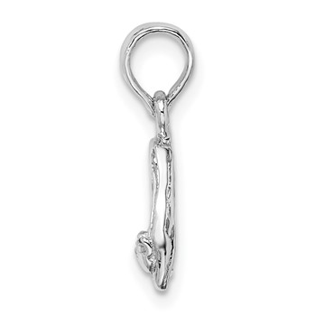 De-Ani Sterling Silver Rhodium-Plated Polished Ballet Slippers Pendant — alternate view