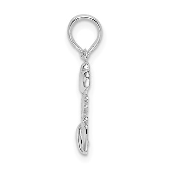 De-Ani Sterling Silver Rhodium-plated Polished I LOVE YOU with Hearts Pendant — alternate view