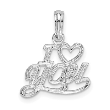 De-Ani Sterling Silver Rhodium-plated Polished I HEART YOU Script Pendant