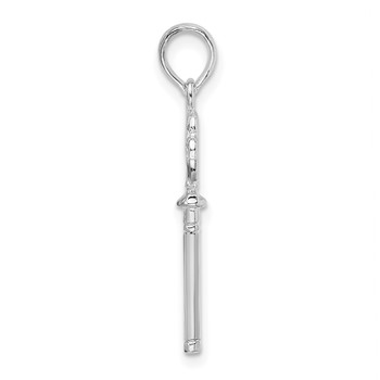 De-Ani Sterling Silver Rhodium-Plated Polished 3D Key with Hearts Top Pendant — alternate view