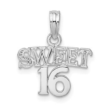 De-Ani Sterling Silver Rhodium-Plated Polished SWEET 16 Pendant