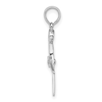 De-Ani Sterling Silver Rhodium-Plated Polished Moveable 3D Scissors Pendant — alternate view