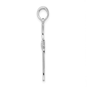 De-Ani Sterling Silver Rhodium-Plated Polished Cut-Out Claddagh Cross Pendant — alternate view