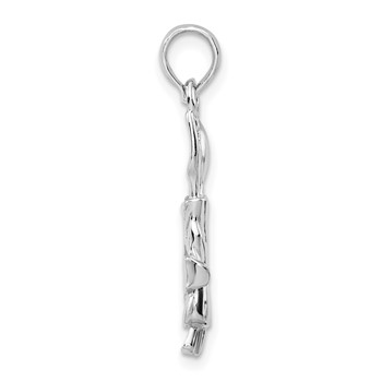 De-Ani Sterling Silver Rhodium-plated Polished Spoon and Fork Rolled in Napkin Pendant — alternate view