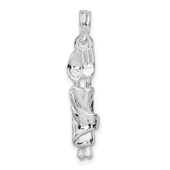 De-Ani Sterling Silver Rhodium-plated Polished Spoon and Fork Rolled in Napkin Pendant