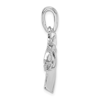De-Ani Sterling Silver Rhodium-Plated Polished Horse Head Pendant — alternate view