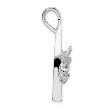 De-Ani Sterling Silver Rhodium-Plated Polished Horse Head with Stirrup Pendant — alternate view