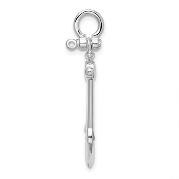De-Ani Sterling Silver Rhodium-Plated Polished 3D Small Anchor Pendant — alternate view